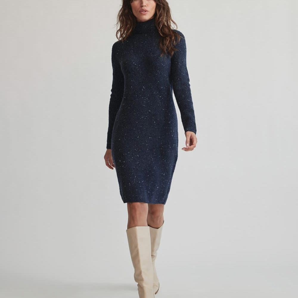 RW&CO Navy Blue Knit Turtleneck Dress - Picture 1 of 12
